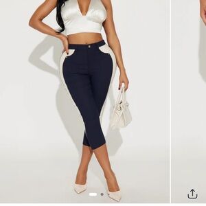 Fashion Nova Navy and Cream Capris